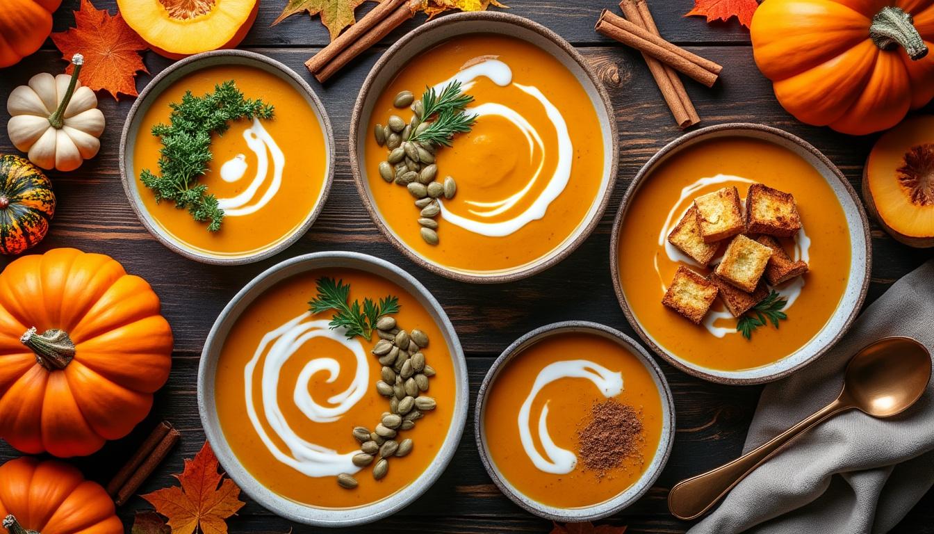 découvrez cinq recettes simples et savoureuses de potages au potiron, parfaites pour réchauffer vos soirées d'automne.